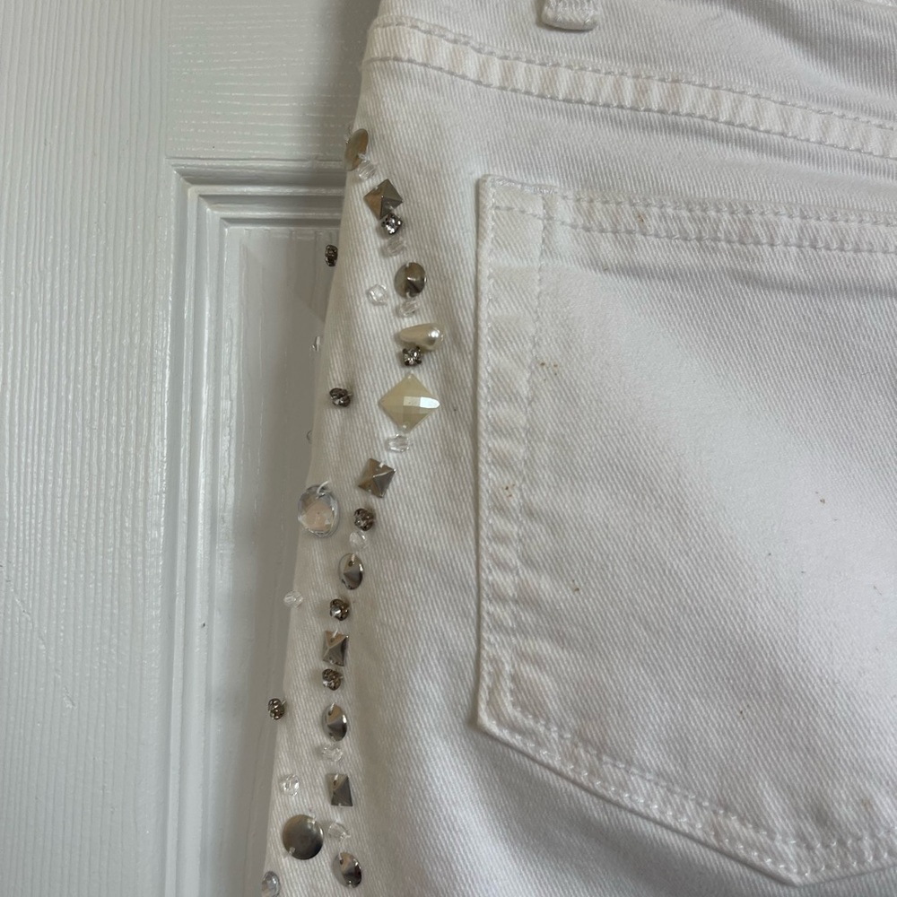 Bebe skinny rings tones jeans White Embellished Denim - Picture 6 of 10